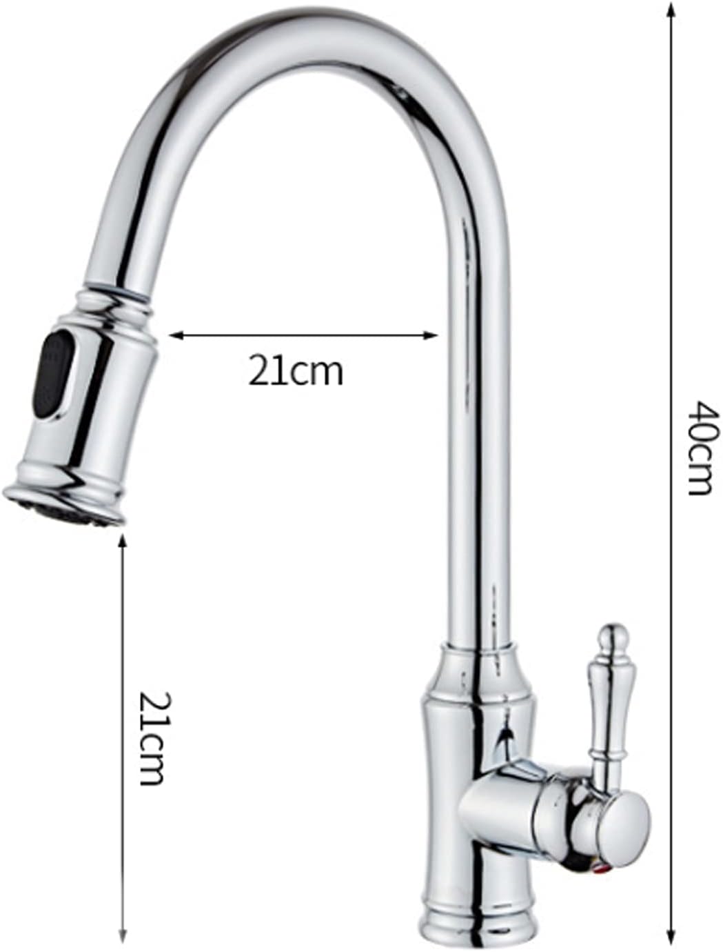 キッチンの蛇口、シングルハンドル真鍮製温水および冷水ミキサータップ